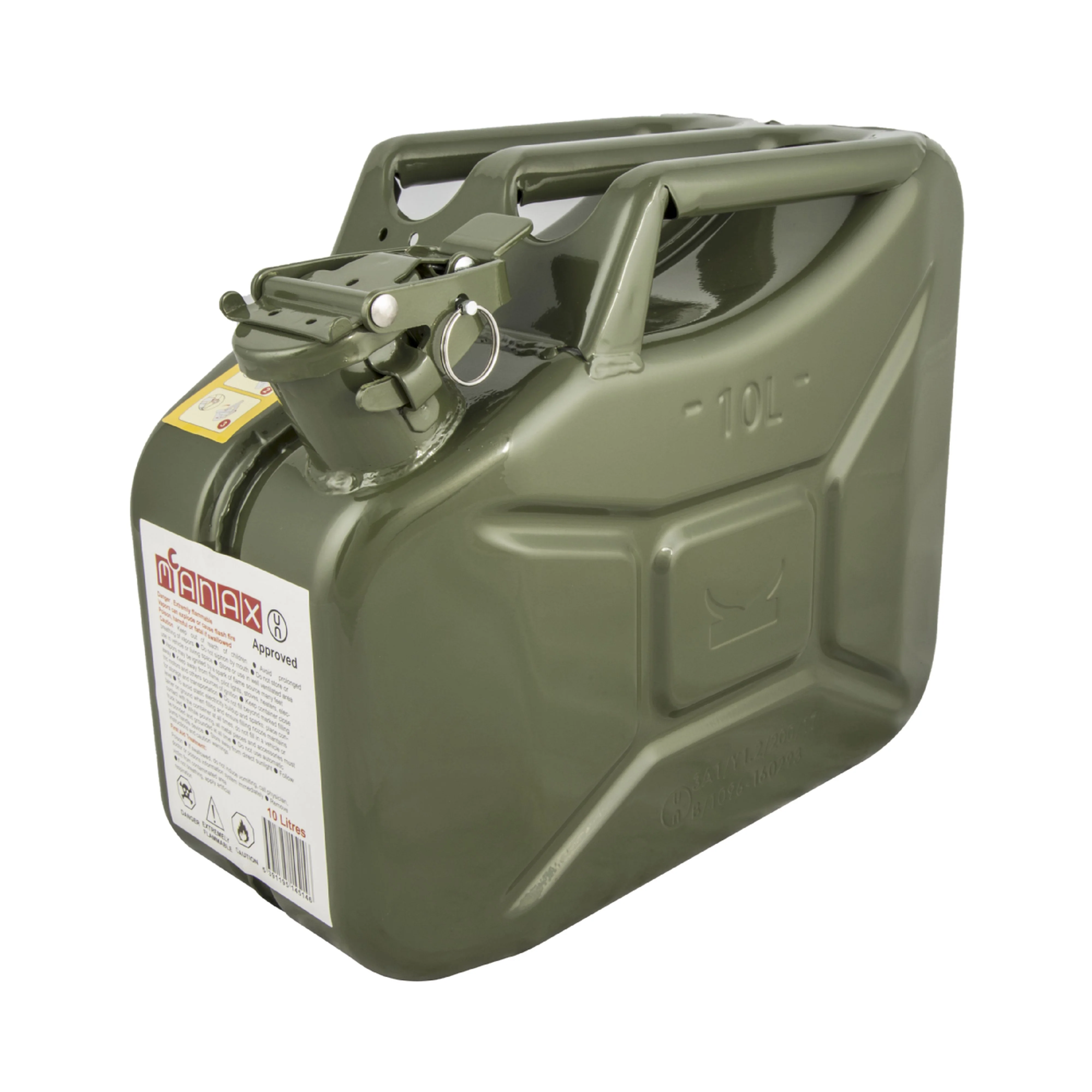 10 Litre Green Jerry Can with Locking Pin - Image 2