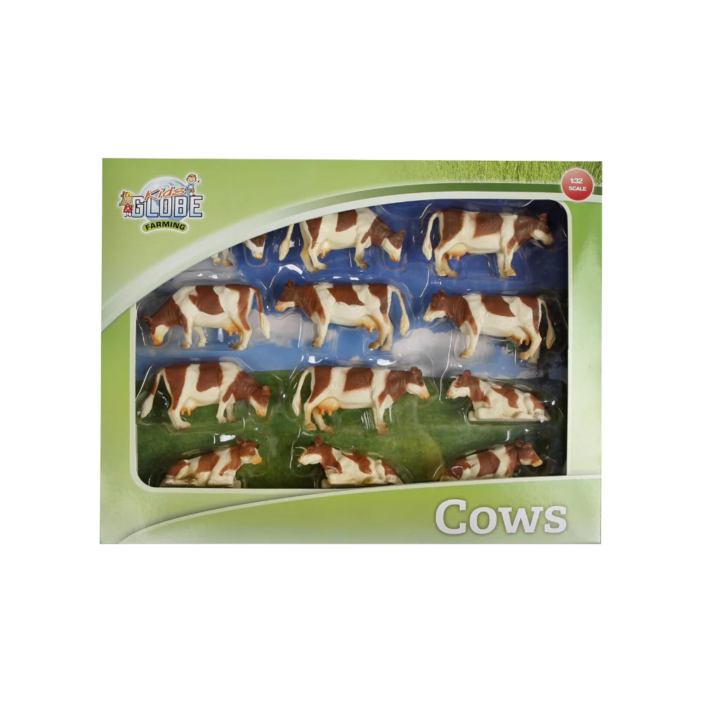 12 Pack 1:32 Brown & White Cows