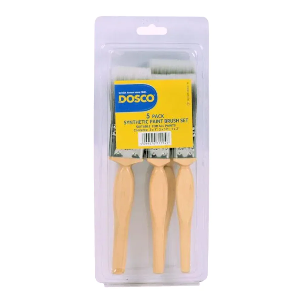 5 Pack Synthetic Paint Brush Set
