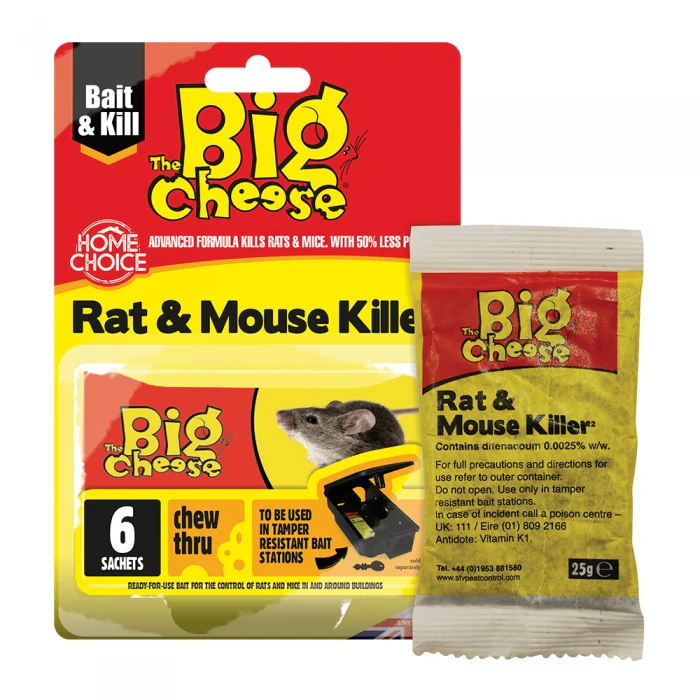 Big Cheese Rat & Mouse Killer Grain Bait Sachet 6 x 25g