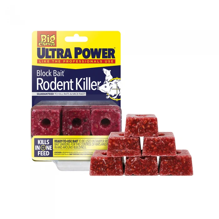 Big Cheese Ultra Power Block Bait Rodent Killer 6 x 20g