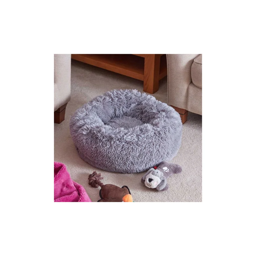 Calming Shaggy Faux FurBed - Grey S