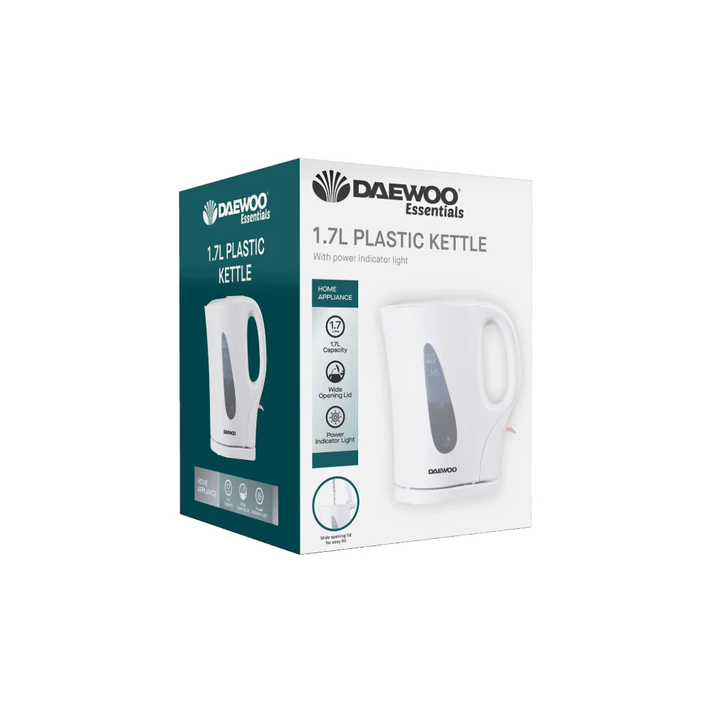Daewoo 1.7L White Plastic Kettle