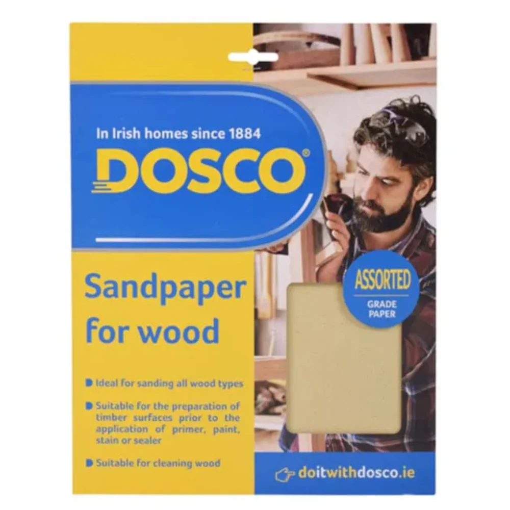 Dosco Assorted Cabinet Glass Sandpaper 5 Pack