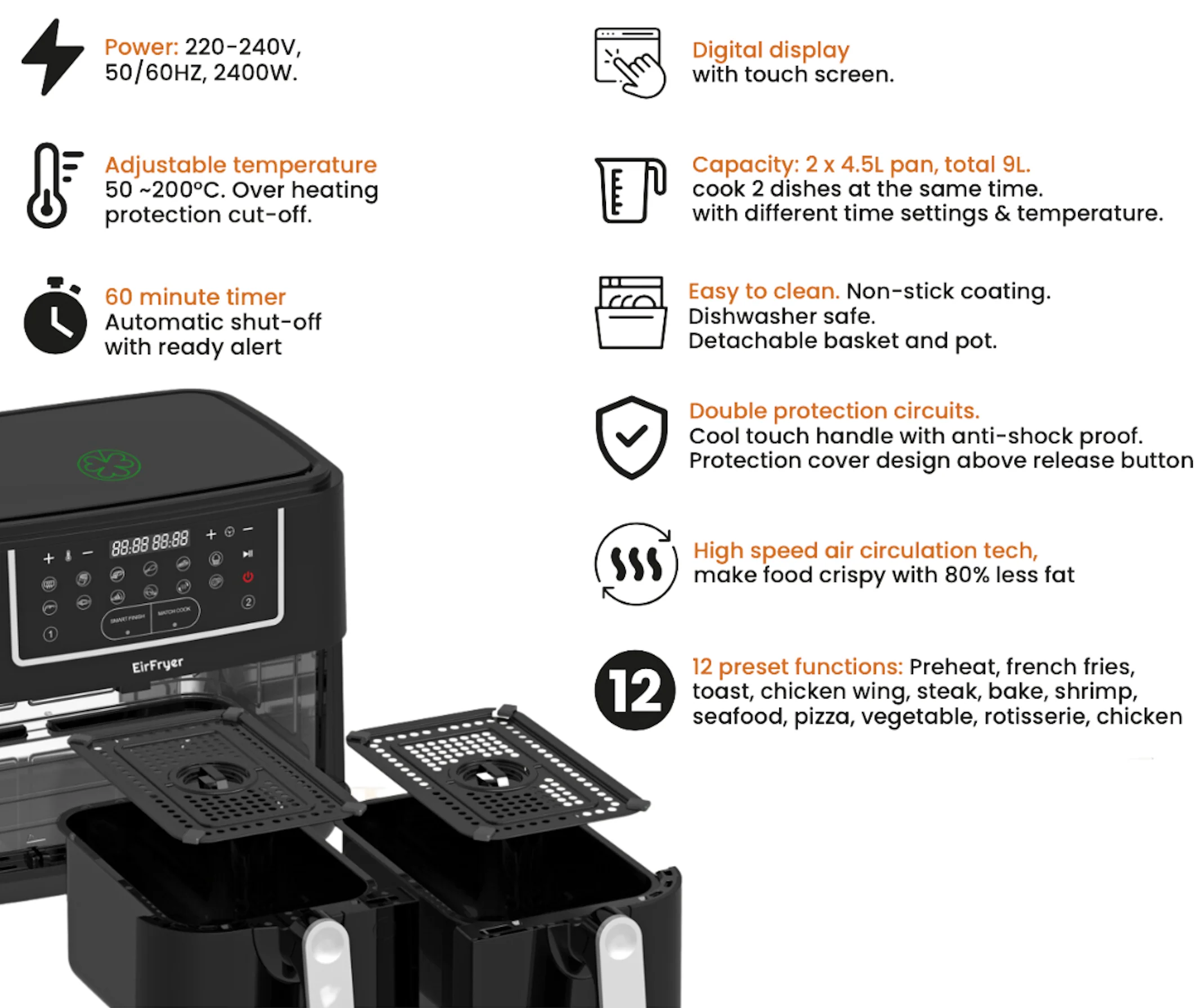 Eirfryer 9 Litre and Accessories - Image 3