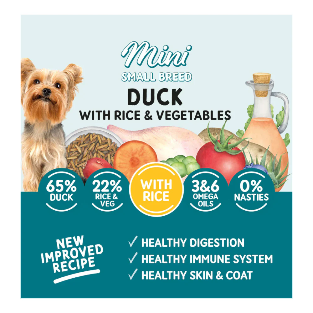 Naturo Adult Mini Dog Duck with Rice & Vegetables 150g Pouch - Image 2
