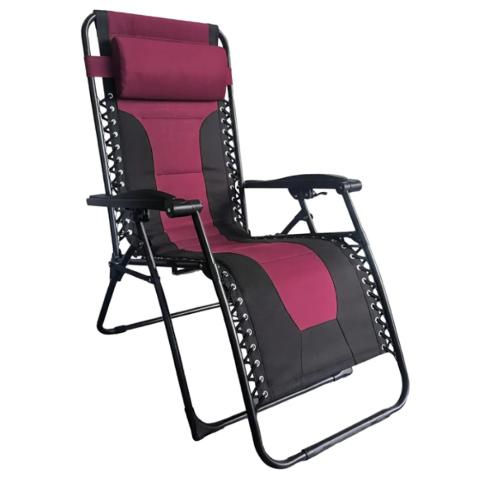 Padded Zero Gravity Chair - Black & Burgundy