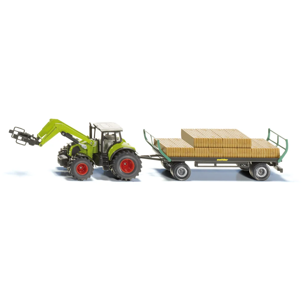 Siku 1:50 Claas Tractor with Bale Grab & Oehler Trailer