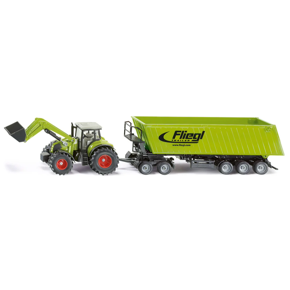 Siku 1:50 Claas Tractor with Front Loader, Dolly & Tipping Trailer