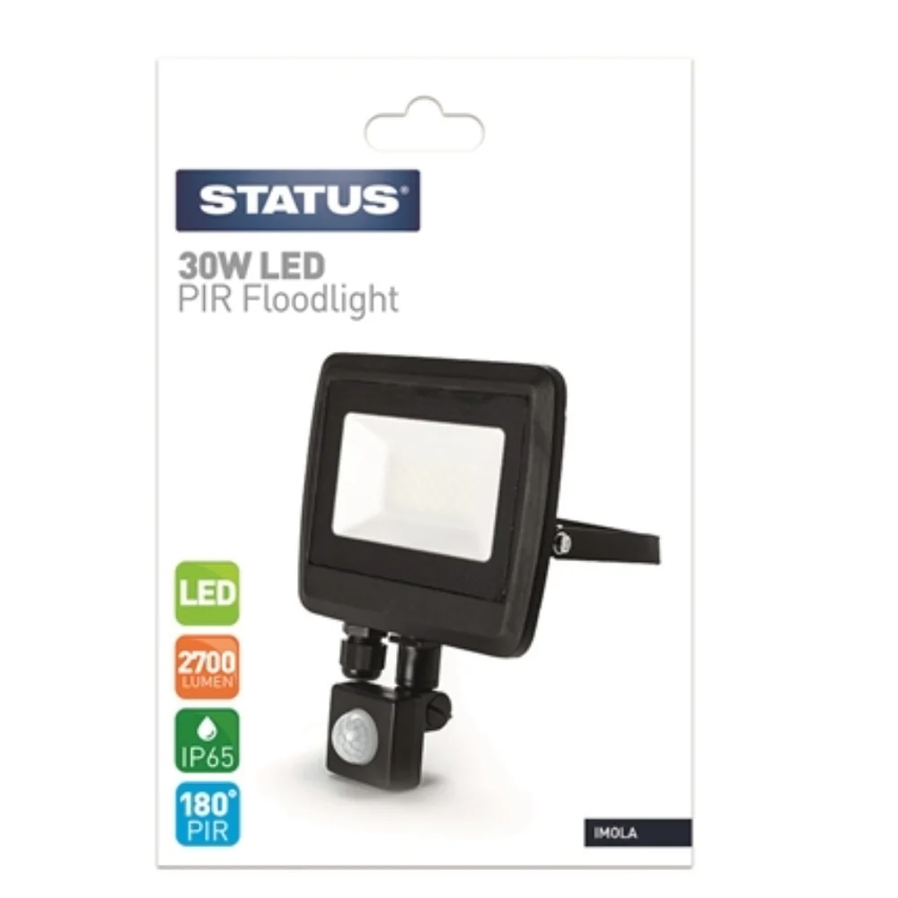 Status Imola 30W LED Black Flood Light With PIR J3837 - Image 2