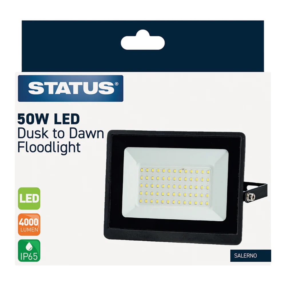 Status Salerno 50W LED Grey Flood Light With Sensor J3841