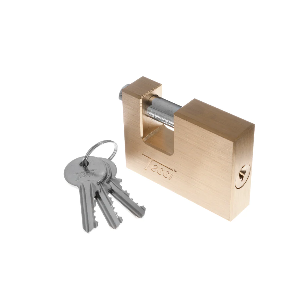 Tessi 70mm Rectangular Brass Shutter Padlock